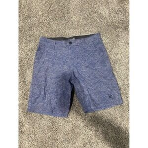 DaHui Hybrid Collection Mens Board Shorts Blue Wave Pattern Size 32 Swim Trunks